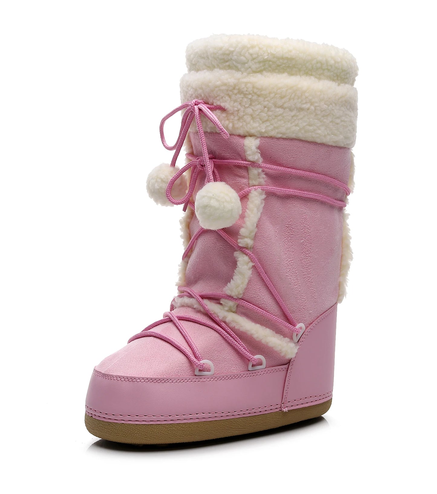 Women's Pink Winter Snow Boots – Cold-proof, Slip-resistant