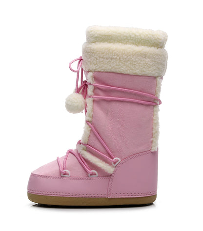 Women's Mid-Calf Winter Snow Boots – Plush-lined, slip-resistant with cross-tied design