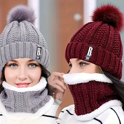 Winter Knit Hat Scarf Set