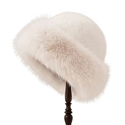 Plush warm fur hat for women, thick winter beanie for cold weather and outdoor activities