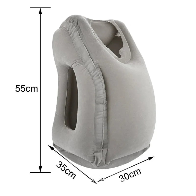 SoftSnuggle Inflatable travel pillow with headrest and chin support