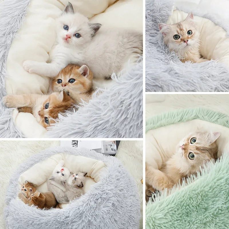 Winter Plush 2-in-1 Pet Cat Bed