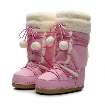 Women's Pink Winter Snow Boots – Cold-proof, Slip-resistant