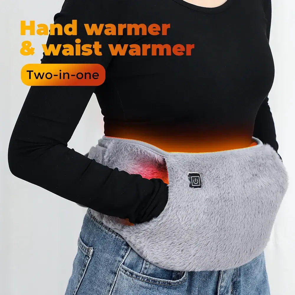 Woman using graphene heating pad for warmth