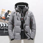 Men’s white duck down hooded puffer jacket Soft Snuggle