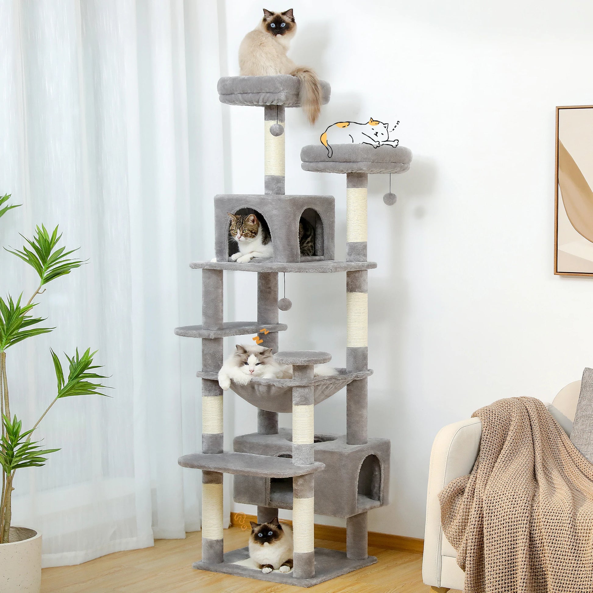 Large Cat Tree with Cozy Perches - Soft Snuggle