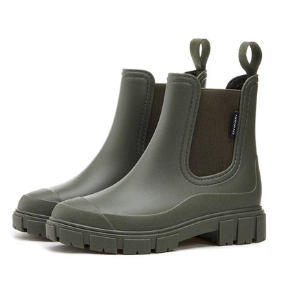 Women Waterproof Elastic Ankle Rain Boots