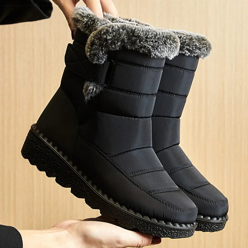 Women's Waterproof Snow Boots with Fur – 2025 Winter Ankle Boots