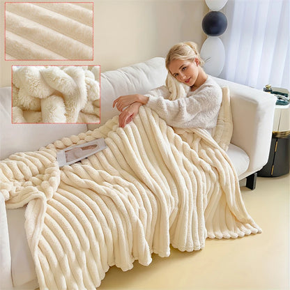 ✅🧑‍🎄Fluffy Striped Chunky Blanket for Sofa🤶