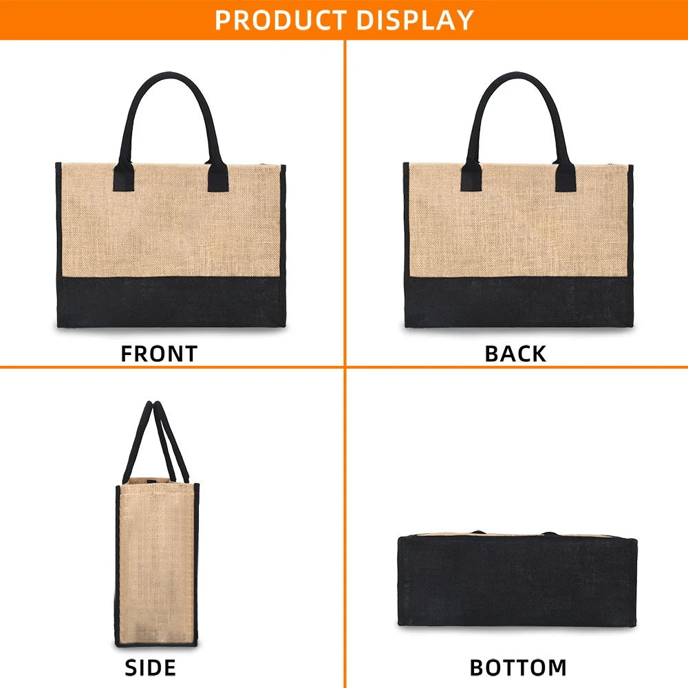 Large Capacity Jute Burlap Tote Bag