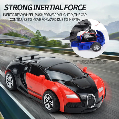 Transforming Car Robot Push and Go Race Car Toy