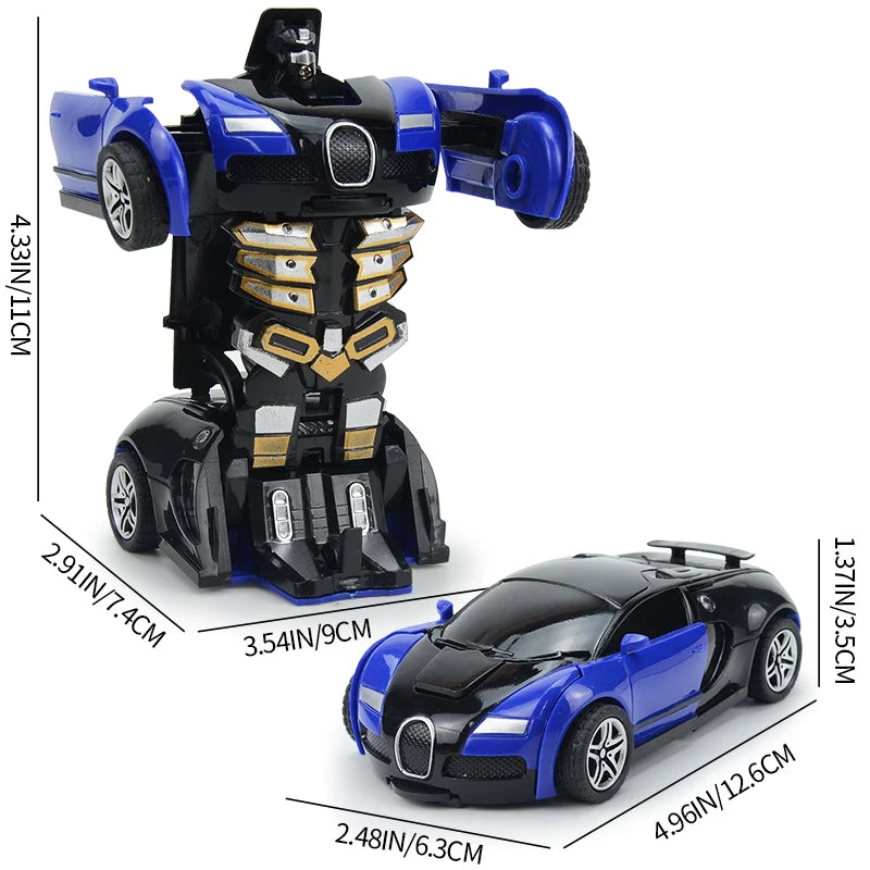 Transforming Car Robot Push and Go Race Car Toy