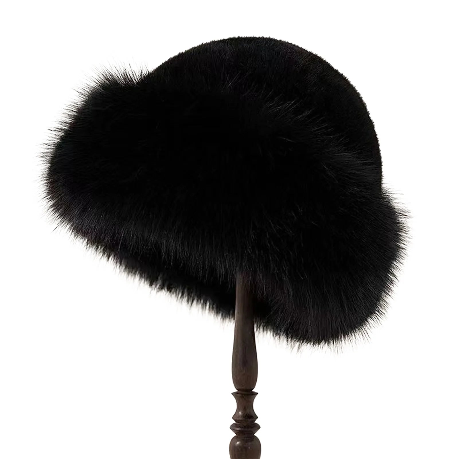 Plush warm fur hat for women, thick winter beanie for cold weather and outdoor activities