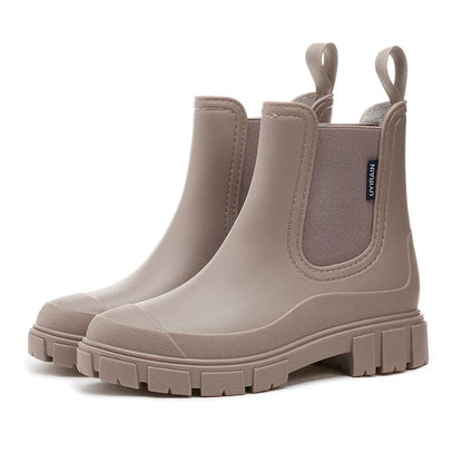 Women Waterproof Elastic Ankle Rain Boots